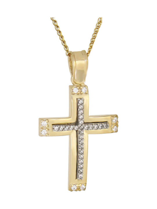 Damen Gold Kreuz 14K mit Kette