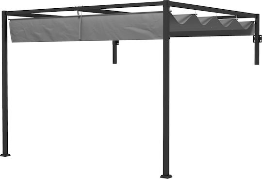 Pergolă De Grădină Din Metal Cu Tavan Gri 400x400cm