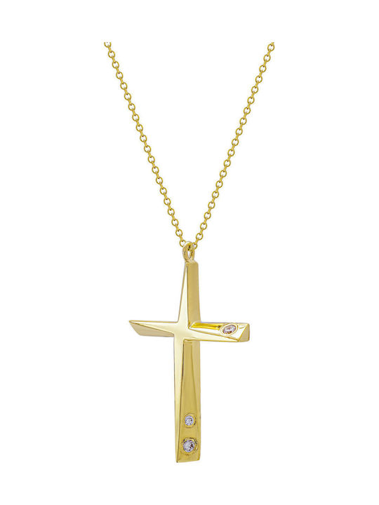 Kiriakos Gofas Women's Gold Cross 18K Double Sided with Chain