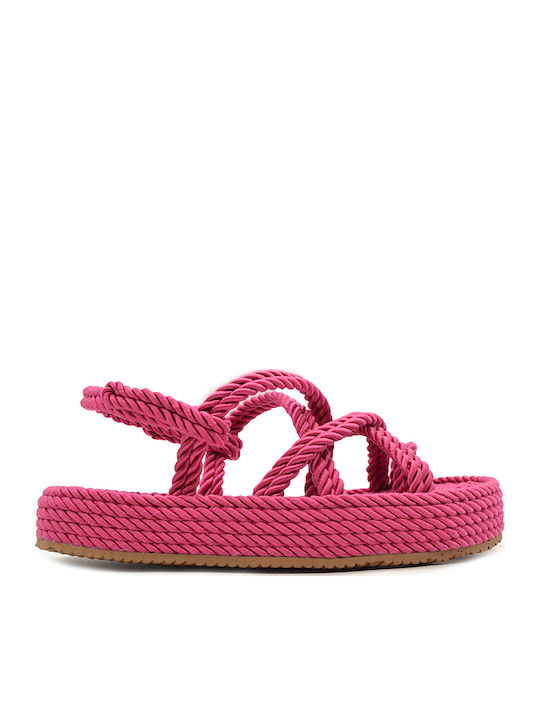 Women's Flat Sandals in Fuchsia Color