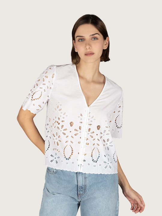 Indi & Cold Women's Short Sleeve Shirt White