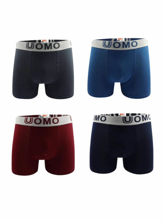 Uomo Men's Boxers Colorful with Patterns 4Pack