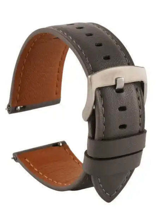 Hellgraues weiches Leder-Uhrenarmband 20mm Schn...