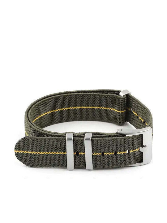 Curea Nato Elastică Verde Kaki Galben 18mm cu C...