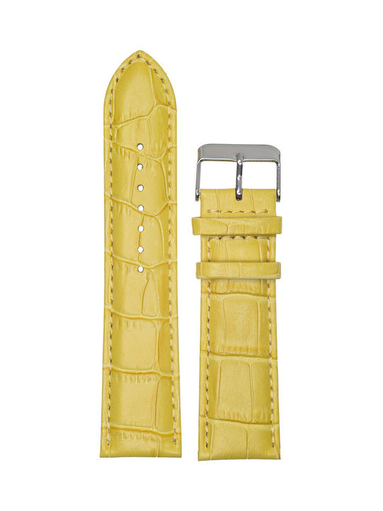 Tzevelion Κροκό Leather Strap Yellow 22mm