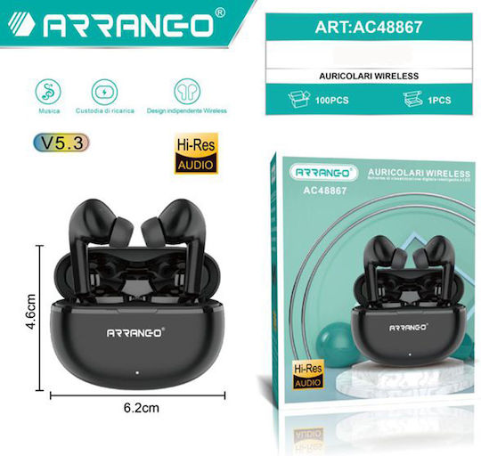 Arrango AC48867 In-ear Bluetooth Handsfree Ακουστικά με Θήκη Φόρτισης Μαύρα