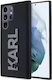 Karl Lagerfeld 3d Rubber Glitter Logo Umschlag Rückseite Kunststoff / Silikon Schwarz (Galaxy S23 Ultra)
