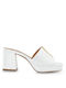 Exe Chunky Heel Mules White