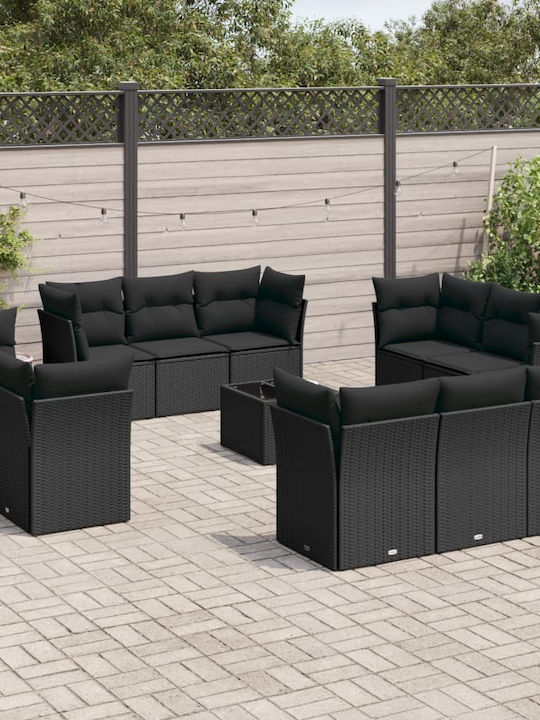 Set Cameră De Zi Pentru Exterior 13 Piese Negru...