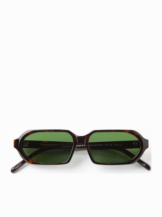 Common Sense Unisex Sunglasses with Brown Tartaruga Plastic Frame and Green Lens CS010