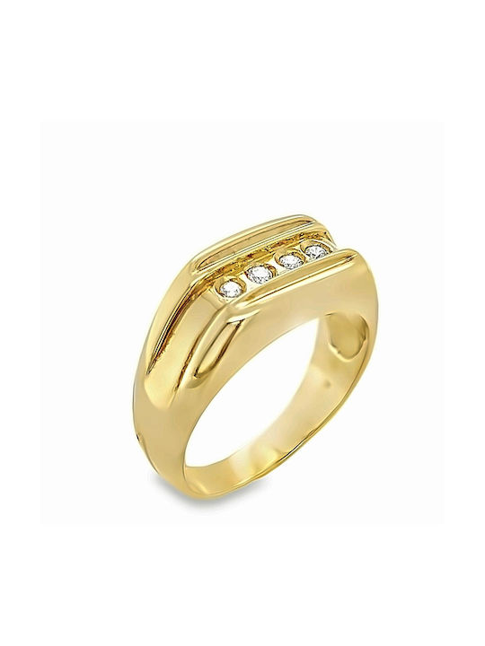 Xryseio Men's Gold Ring with Zircon 14K