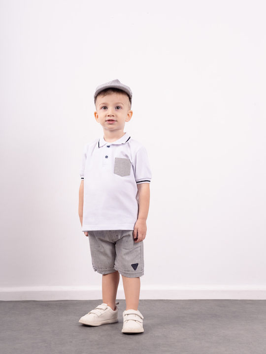 Hashtag Kids Set with Shorts Summer 2pcs White/Grey