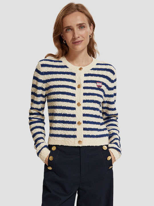 Scotch & Soda Women's Knitted Cardigan with Buttons Blue