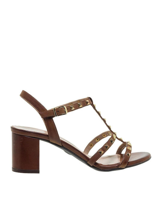 Mourtzi Leather Sandals Tabac Brown