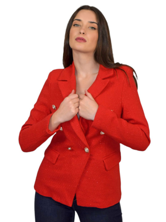 Morena Spain Women's Double Breasted Blazer Red