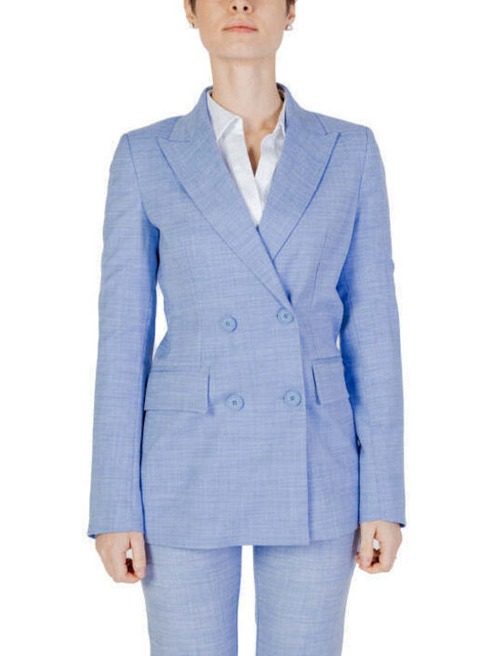 Sandro Ferrone Lung Blazer pentru femei Sacou Albastru deschis