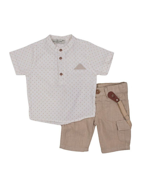 Hashtag Kids' Set with Shorts Summer 2pcs Ecru-...