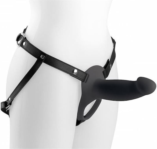 Virgite Strapless Strap On with Dildo with Vibration in Black Color