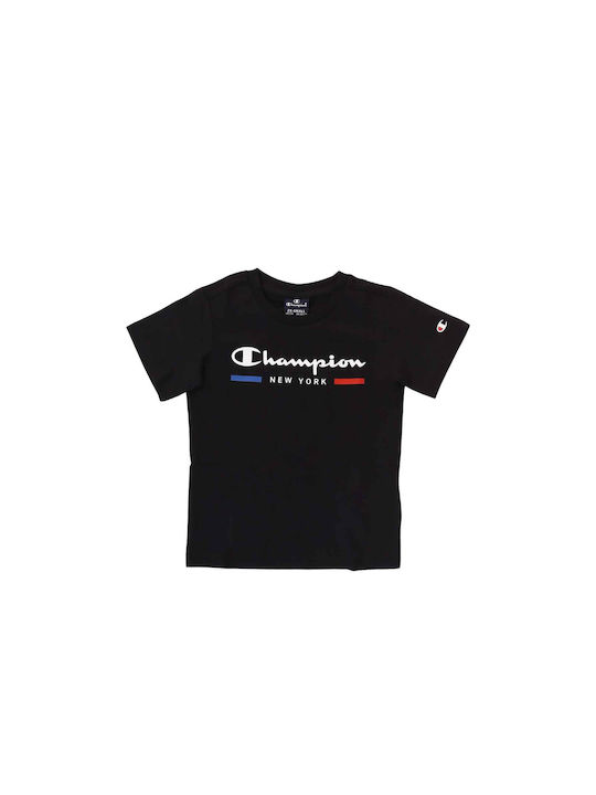 Champion Crewneck Παιδικό T-shirt Μαύρο