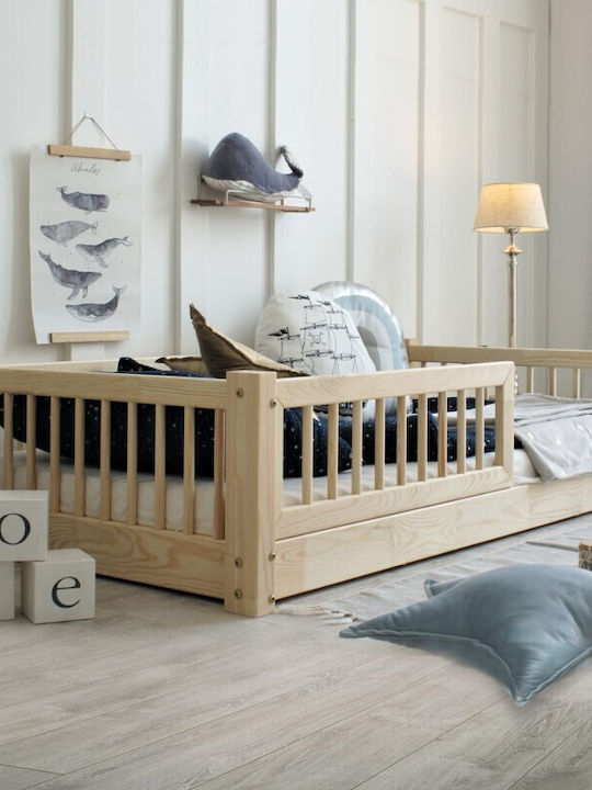 Παιδικό Κρεβάτι Montessori Μονό Μπεζ για Στρώμα 100x200cm