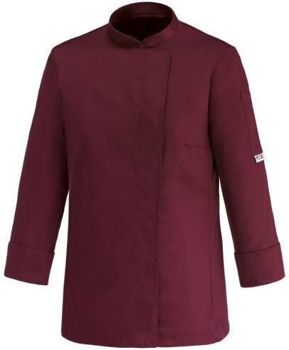Egochef Coat Chef 100% Microfiber Female Burgundy with Long Sleeve