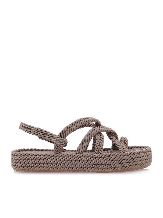 Flache Sandalen für Damen Flatforms in Braun Farbe
