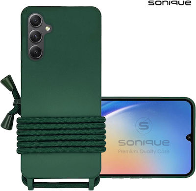 Sonique Galaxy Back Cover Silicone 0.5mm with Strap Green (Samsung Galaxy A35 5G)