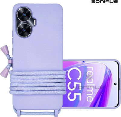 Sonique Back Cover Σιλικόνης 0.5mm με Λουράκι Λιλά (Realme C55)
