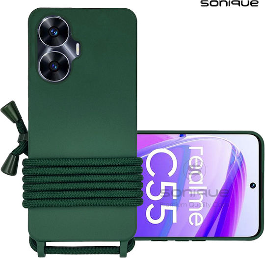 Sonique Umschlag Rückseite Silikon 0.5mm mit Band Grün (Realme C55)