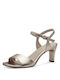 Tamaris Synthetic Leather Women's Sandals Gold with Thin Medium Heel