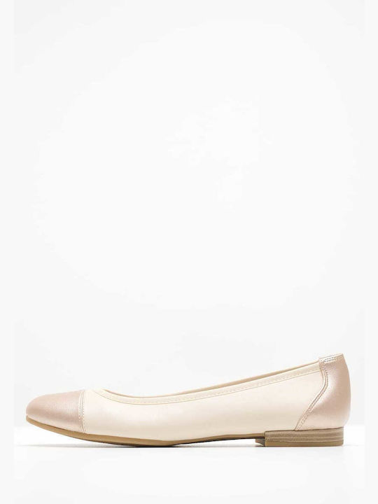 Tamaris Lederne Damen Ballerinas in Beige Farbe