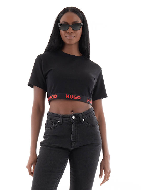 Hugo Boss Γυναικείο Αθλητικό Crop T-shirt Μαύρο