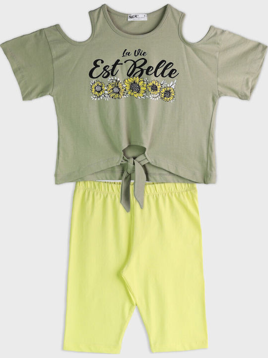 Nek Kids Wear Παιδικό Σετ με Κολάν Χακί 2τμχ