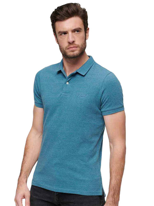 Superdry Ανδρικό T-shirt Κοντομάνικο Polo Μπλε