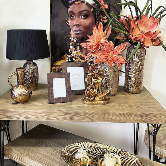 Marhome Ceramic Table Lamp with Black Shade and Bronze Base