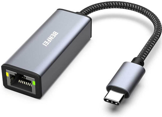 Benfei 269 Конвертор USB-C мъжки към RJ-45 женски Сив 1 брой