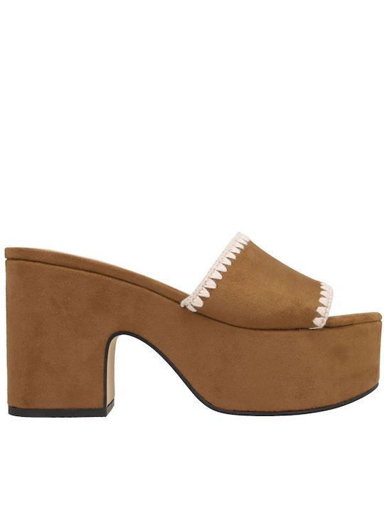 Nine West Suede Mules με Χοντρό Ψηλό Τακούνι σε...