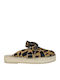 Flach Leder Mules in Braun Farbe