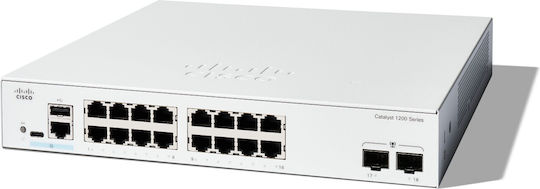 Cisco Catalyst C1200-16T-2G Managed L2 Switch with 16 Gigabit (1Gbps) Ethernet Ports and 2 SFP Ports