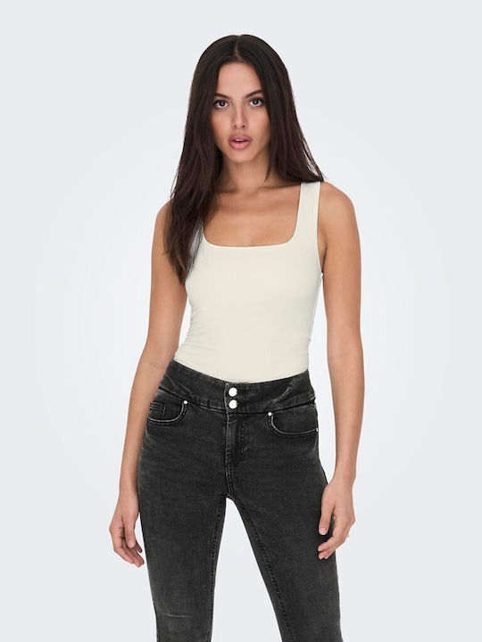 Only Damen Sommer Bluse Langärmelig Ecru