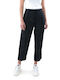 Ralph Lauren Women's High-waisted Linen Capri Trousers WHITE- BLACK