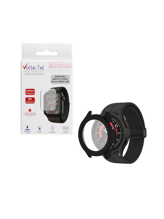 Volte-Tel Edge Cover with Key Πλαστική Θήκη σε Μαύρο χρώμα για Samsung Watch 5 Pro R920 45mm