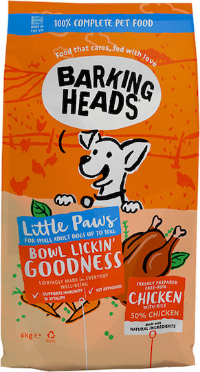 Barking Heads Little Paws Bowl Lickin' 6kg Ξηρά Τροφή Σκύλων Μικρόσωμων Φυλών με Κοτόπουλο