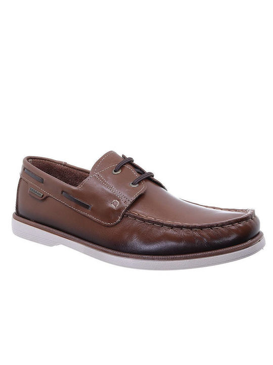 Pegada Men's Leather Boat Shoes Brown