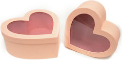 Heart Shaped Pink Gift Box Set/2 With Window Cellophane 0502705 (pink)