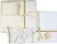 Lina Baby Set Christening Oilcloths with Navy Pattern Ecru 2 Pieces
