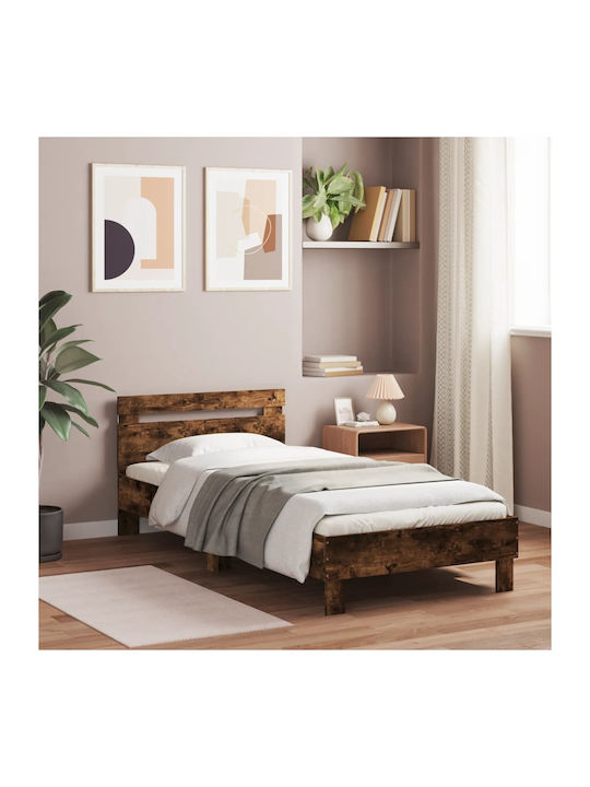 Wooden Single Bed Gray with Slats for Mattress 100x200cm
