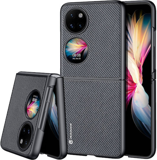 Dux Ducis Fino Umschlag Rückseite Silikon / Stoff / Gehärtetes Glas Schwarz (Huawei P50)