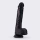 Crushious Glass Dildo with Balls and Suction Cup Black 21cm