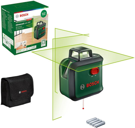 Bosch AdvancedLevel 360 Αυτορυθμιζόμενο Γραμμικό Αλφάδι Laser Πράσινης Δέσμης 1.5V με Εύρος Εργασίας 24m